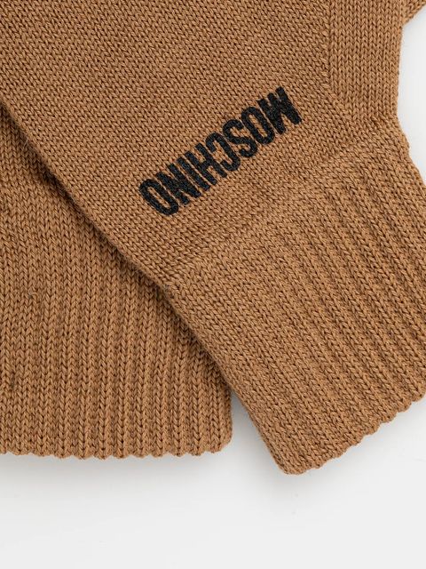 Moschino rękawiczki z dodatkiem wełny damskie kolor brązowy M3326 65444 - zdjęcie produktu nr 2