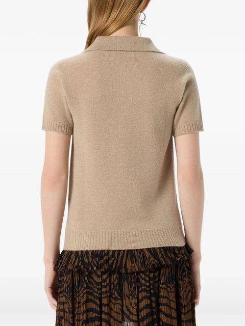 Blumarine rhinestone cashmere polo shirt - Neutrals