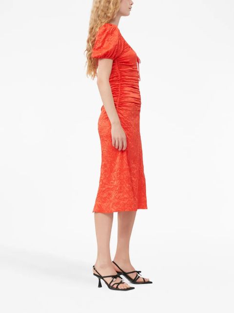 GANNI ruched midi dress - Red