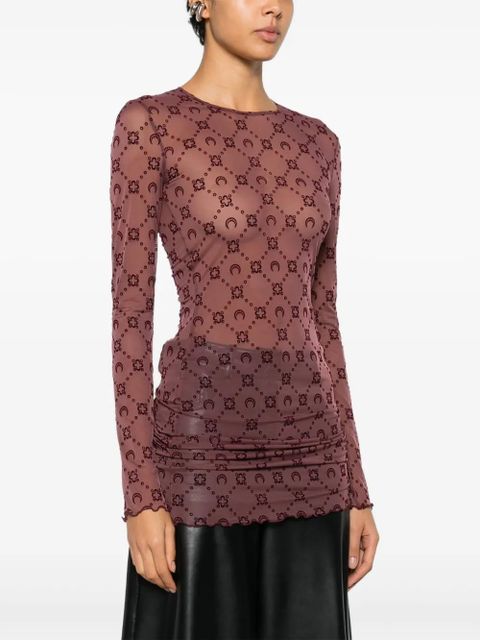 Marine Serre long-sleeve patterned mini dress - Purple - zdjęcie produktu nr 2