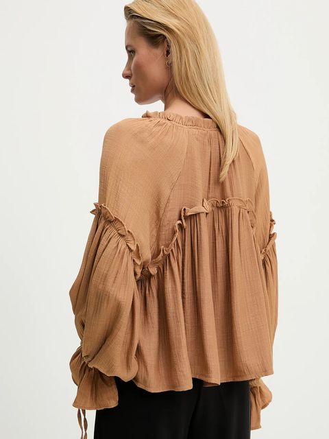 Answear.LAB bluzka damska kolor brązowy gładka