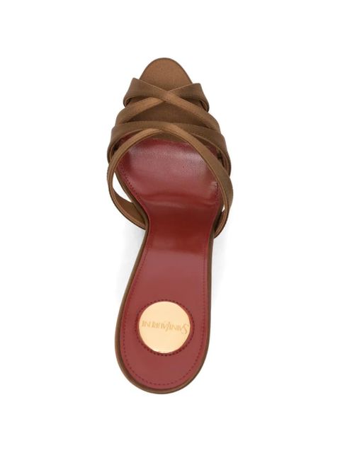 Saint Laurent Chandelle crisscross silk sandals - Brown