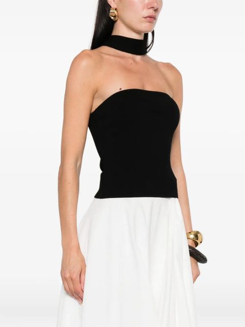 Cult Gaia halterneck ribbed top - Black