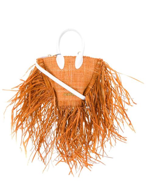 Jacquemus raffia fringe tote - Orange - zdjęcie produktu nr 1
