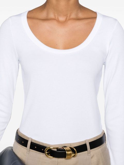 TOTEME scoop-neck fine-ribbed T-shirt - White - zdjęcie produktu nr 2