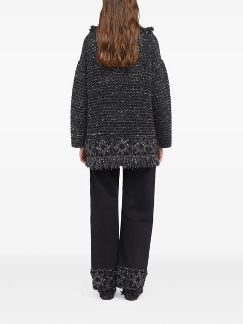 Alanui City Lights fringed sequin cardigan - Black