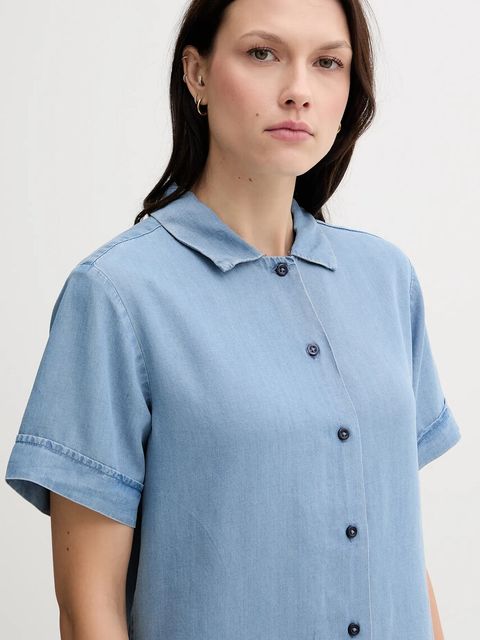 United Colors of Benetton koszula damska kolor niebieski relaxed z kołnierzykiem klasycznym 5KHNDQ0BW