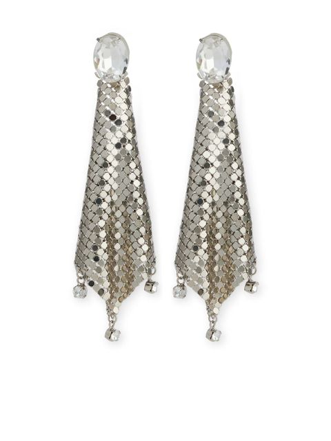 Rabanne crystal-embellished chainmail drop earrings - Silver - zdjęcie produktu nr 1