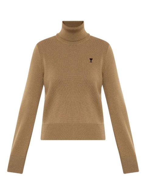 AMI Paris logo-embroidery turtleneck sweater - Neutrals - zdjęcie produktu nr 1