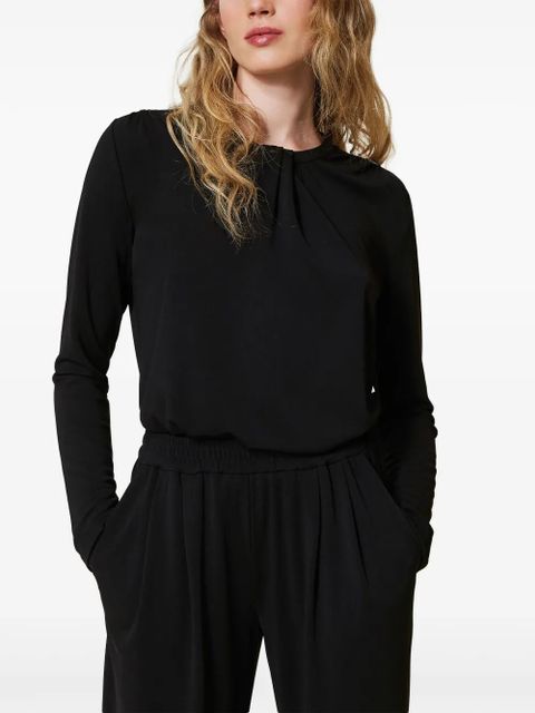 TWINSET drape-detailing jersey blouse - Black - zdjęcie produktu nr 2