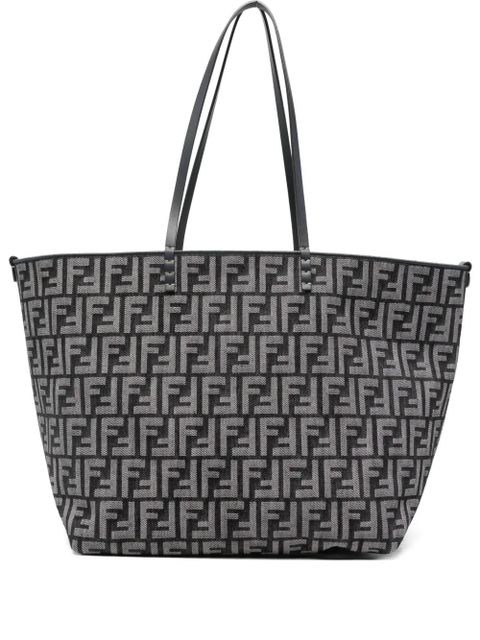 FENDI large Roll denim FF-jacquard tote bag - Blue