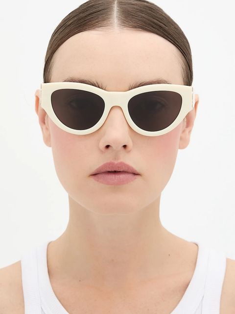 Saint Laurent okulary przeciwsłoneczne damskie kolor beżowy SL M94