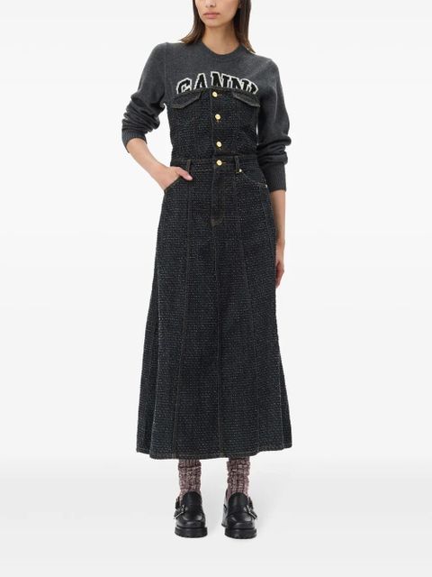 GANNI Fluffy denim midi dress - Black - zdjęcie produktu nr 2