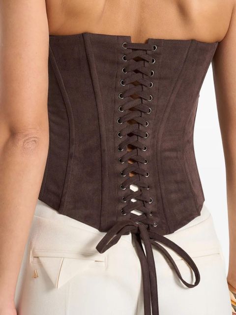 Manière De Voir lace-up suede corset - Brown