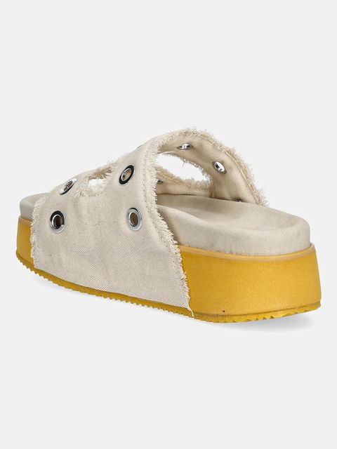 Inuikii klapki damskie kolor beżowy na platformie 1004.005.0141.111 / 70103-152