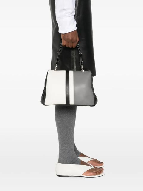 Prada striped-detail studded-embellishment tote bag - Grey - zdjęcie produktu nr 2