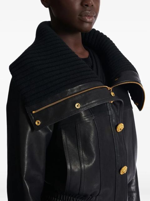 Balmain knit-collar button jacket - Black