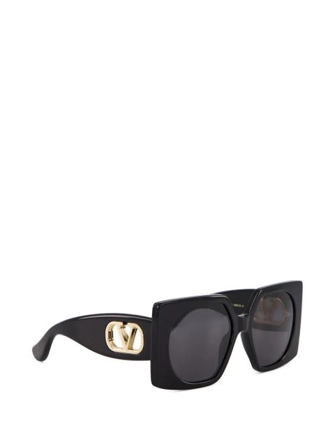 Valentino Garavani V-logo geometric-frame sunglasses - Black
