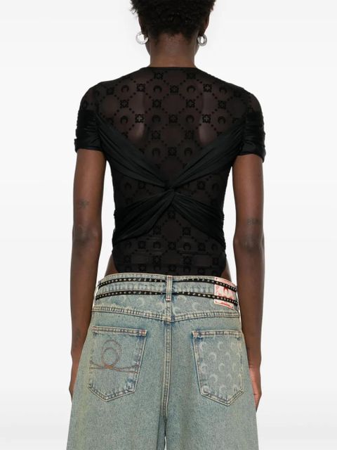 Marine Serre draped jersey bodysuit - Black