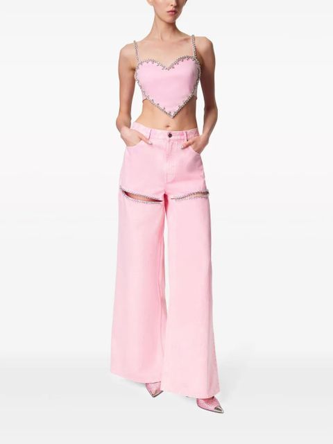 AREA crystal-embellished high-rise wide-leg jeans - Pink - zdjęcie produktu nr 2