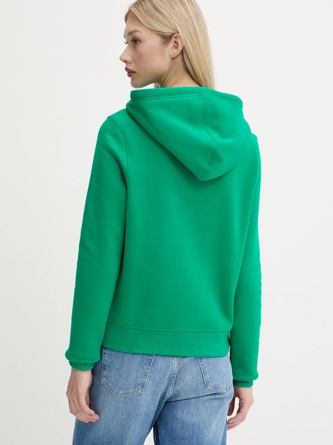 Guess Jeans bluza damska kolor zielony z kapturem gładka W4YQ04 KC811