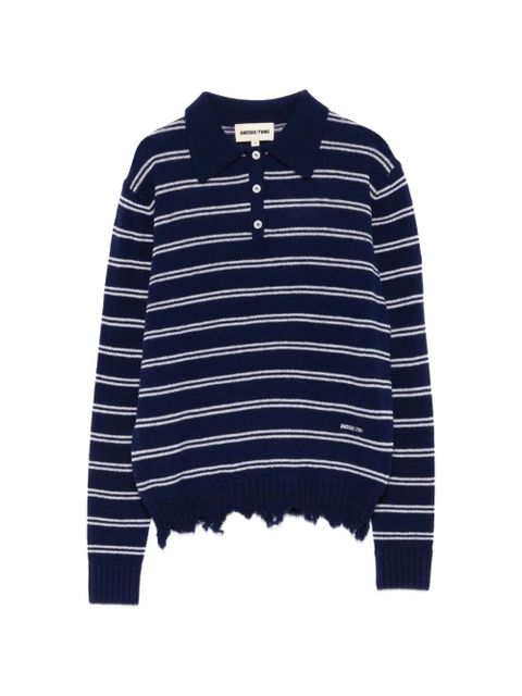 SHUSHU/TONG striped distressed-effect polo shirt - Blue - zdjęcie produktu nr 1