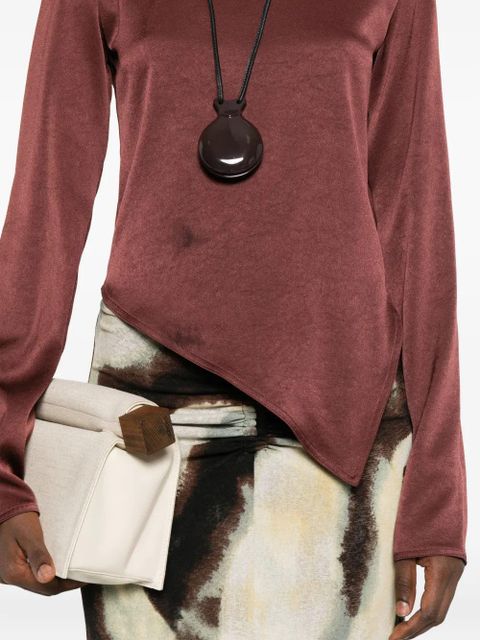 Nanushka asymmetric hem long-sleeved top - Brown