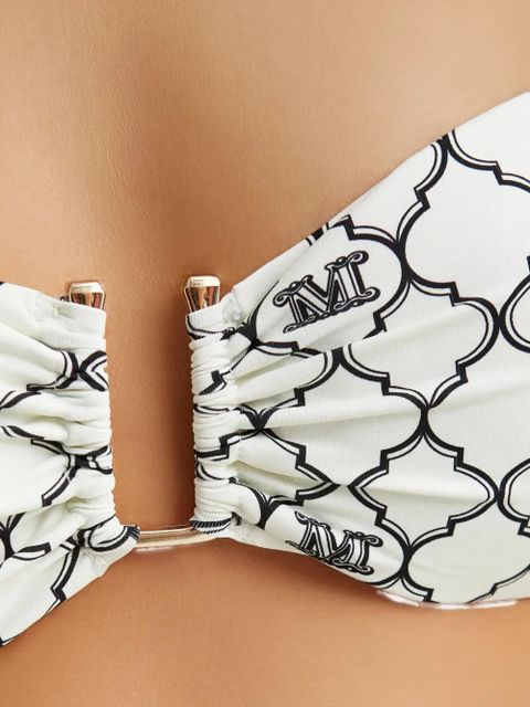 Max Mara Alicia monogram-ruffled bandeau bikini top - White