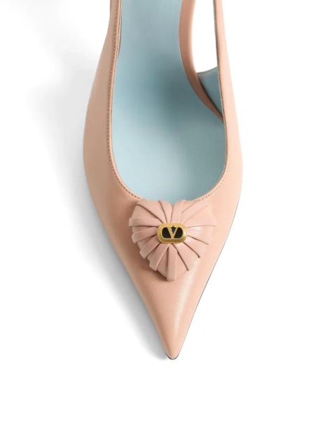 Valentino Garavani Coeur Royal slingback pumps in kidskin 100mm - Pink