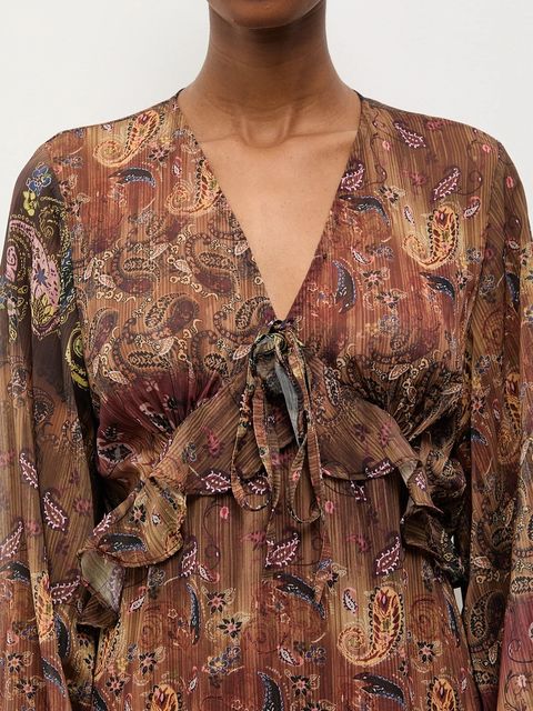 Answear.LAB sukienka kolor brązowy maxi rozkloszowana