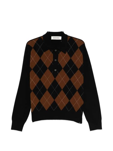 Róhe argyle-knit polo top - Black - zdjęcie produktu nr 1
