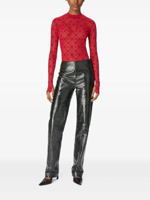 Marine Serre moonogram high-neck top - Red