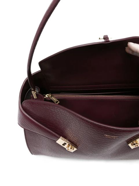 Ferragamo Gancini-clasp leather shoulder bag - Red