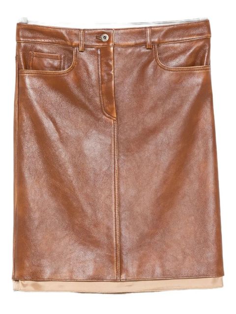 Miu Miu leather midi skirt - Brown - zdjęcie produktu nr 1