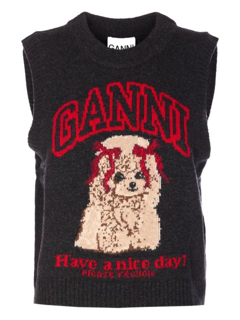 GANNI graphic sleeveless top - Black - zdjęcie produktu nr 1