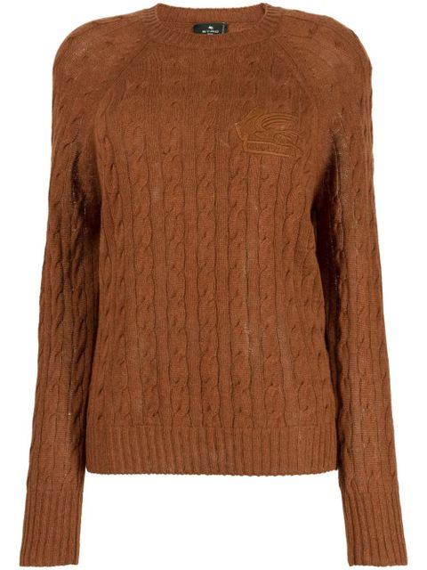 ETRO logo-embroidered cable-knit jumper - Brown - zdjęcie produktu nr 1