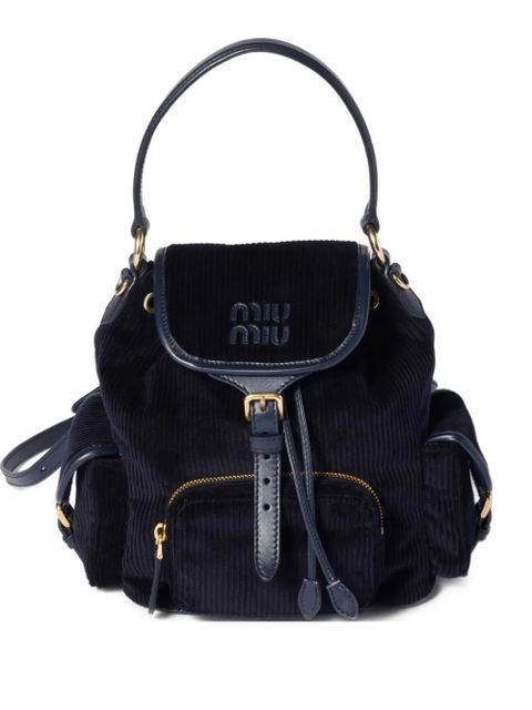 Miu Miu medium corduroy backpack - Blue - zdjęcie produktu nr 1