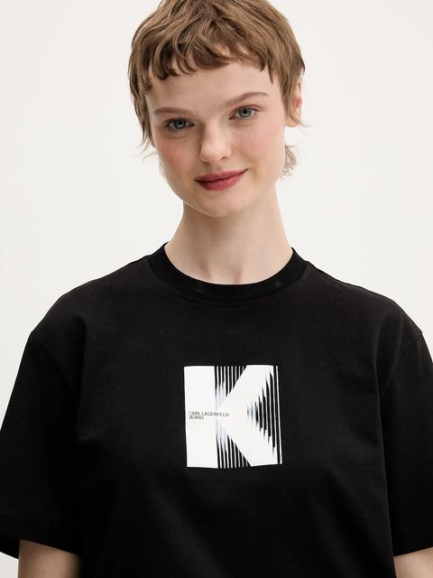 Karl Lagerfeld Jeans t-shirt bawełniany damski kolor czarny B1W17055