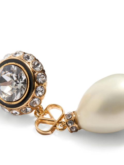 Valentino Garavani Vlogo Signature earrings in metal, enamel, pearls and crystals - Gold