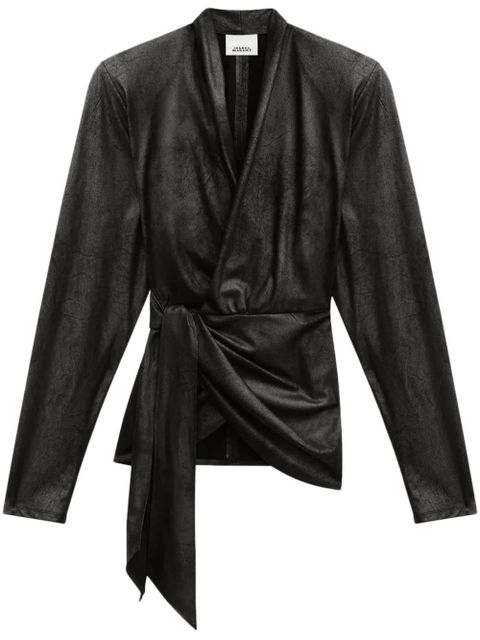 ISABEL MARANT Cinaye wrap top - Black - zdjęcie produktu nr 1
