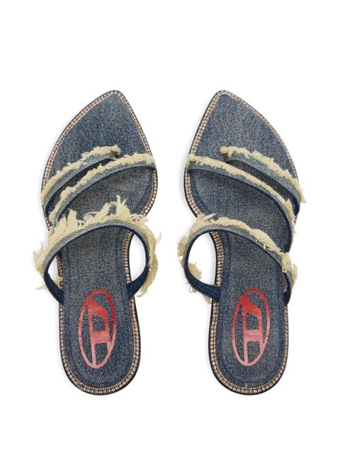 Diesel 45mm D-Havanna frayed denim crystal-embellished sandals - Blue