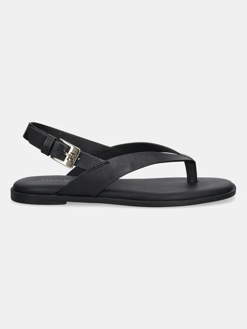 Tommy Hilfiger sandały skórzane COLOR BLOCK THONG FLAT SANDAL damskie kolor czarny FW0FW08883 - zdjęcie produktu nr 2