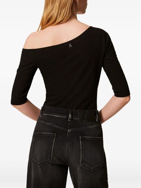 TWINSET asymmetric collar T-shirt - Black