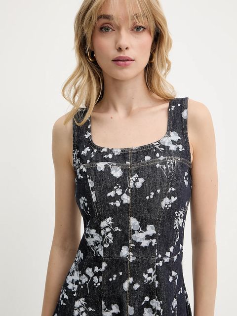 Karl Lagerfeld sukienka jeansowa kolor granatowy midi rozkloszowana A3W13004