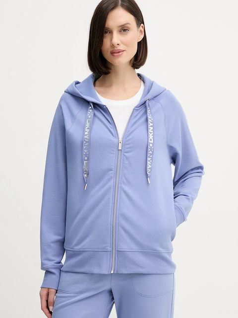 Dkny bluza damska kolor niebieski z kapturem gładka DP6J9510 - zdjęcie produktu nr 1