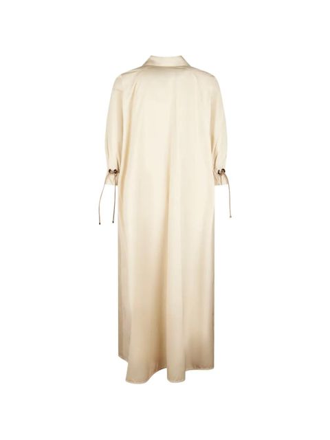 Max Mara V-neck cuffs-detail cotton dress - Neutrals - zdjęcie produktu nr 2