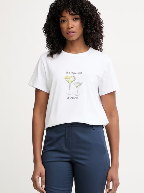 Marella T-shirt damski bawełniany z elastanem Emme by Marella - zdjęcie produktu nr 1