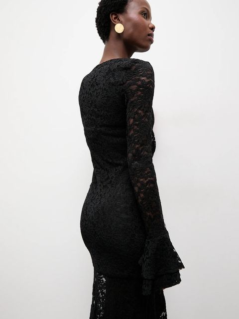 Answear.LAB sukienka kolor czarny maxi rozkloszowana