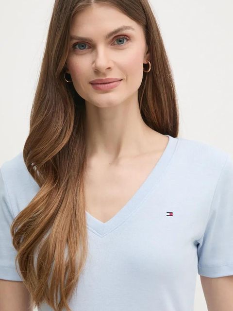 Tommy Hilfiger t-shirt bawełniany damski kolor niebieski WW0WW40584