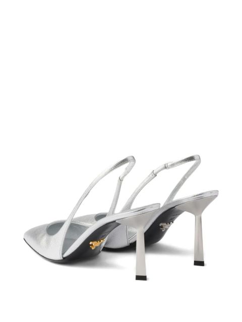 Prada printed leather slingback pumps - Silver